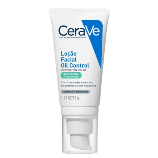 CeraVe Loção Facial Hidratante Oil Control para Pele Mista a Oleosa, Com 3 Ceramidas Essenciais, Ácido Hialurônico e Niacinamida, Hidratação Prolongada e Acabamento Matte, 52g