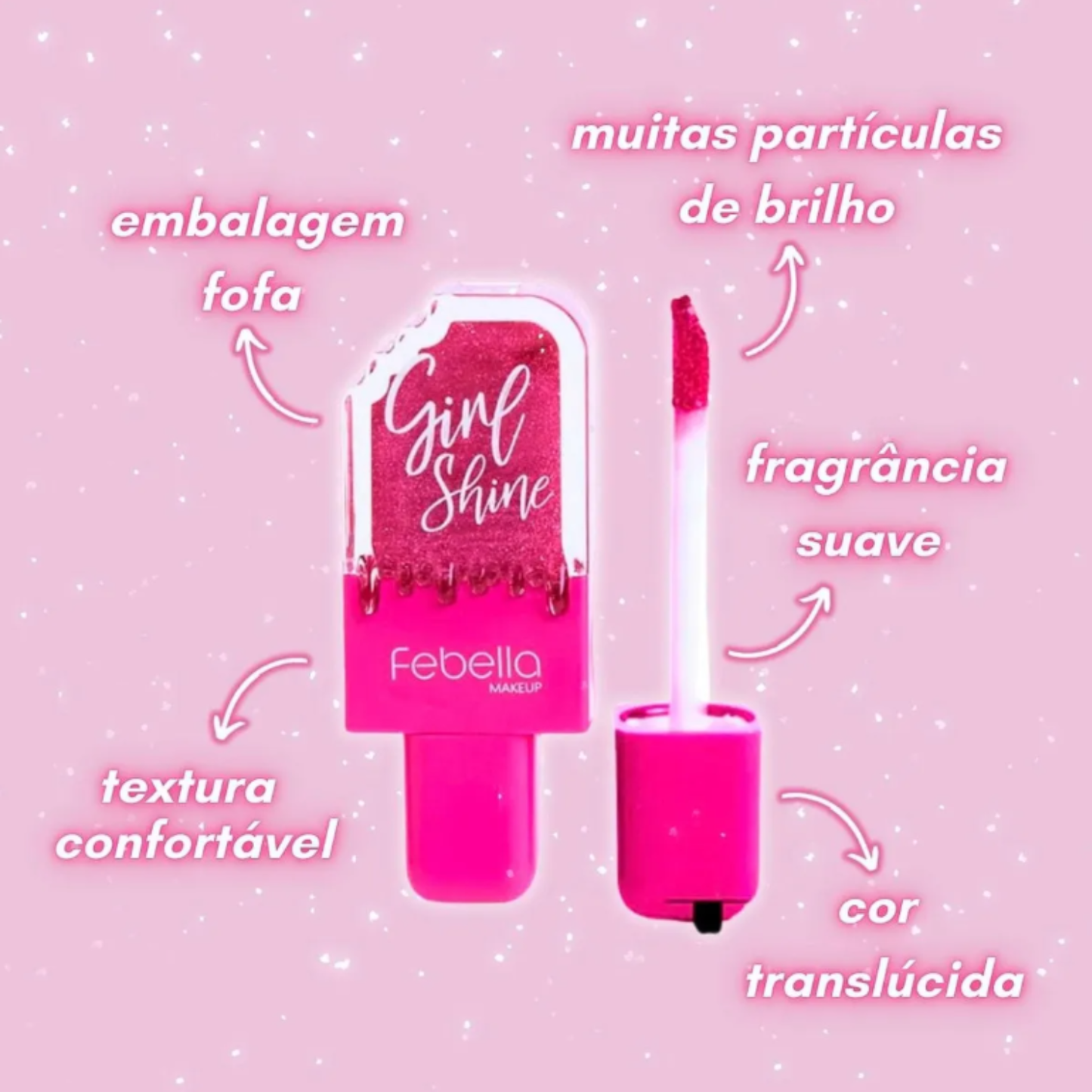 Lip Gloss Febella Glitter Sorvetinho